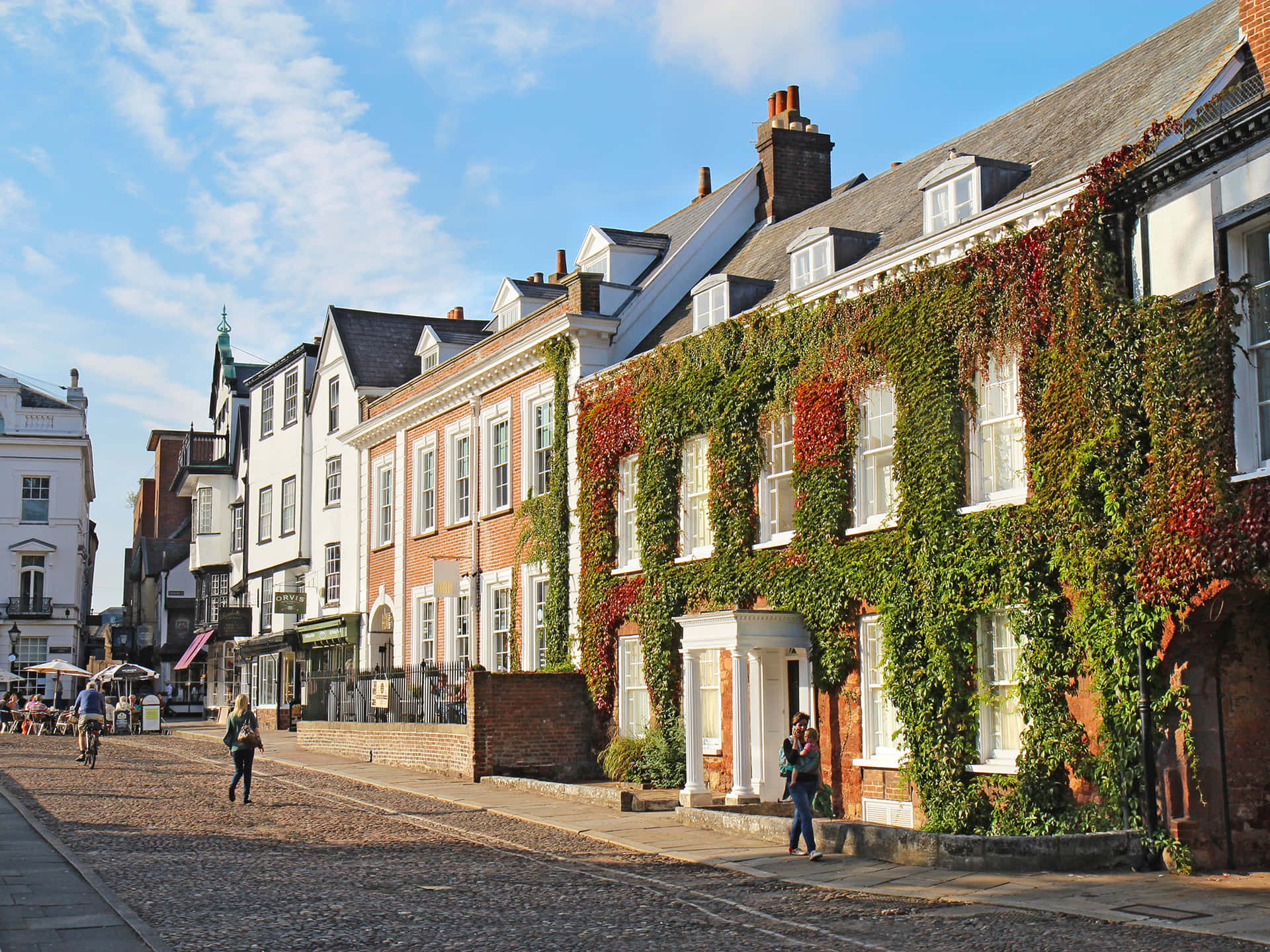 Historische Kathedraal Close In Exeter Achtergrond