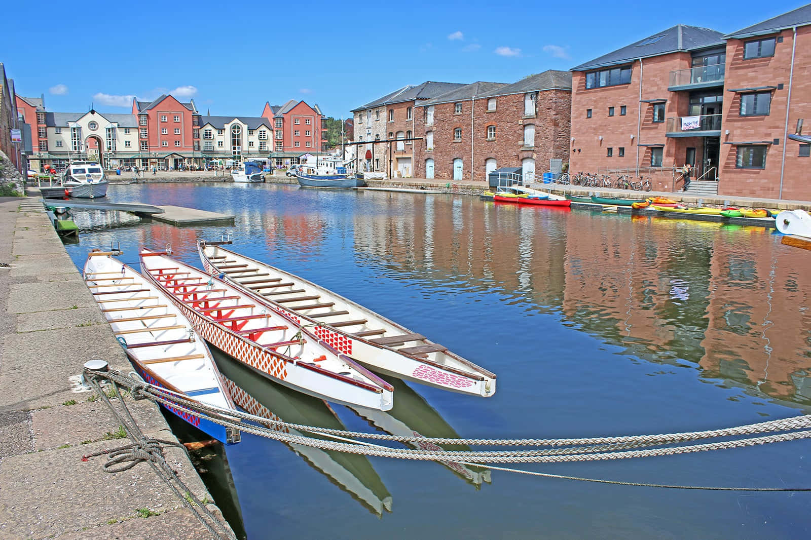 Exeter Quayside Rowing Boats Wallpaper