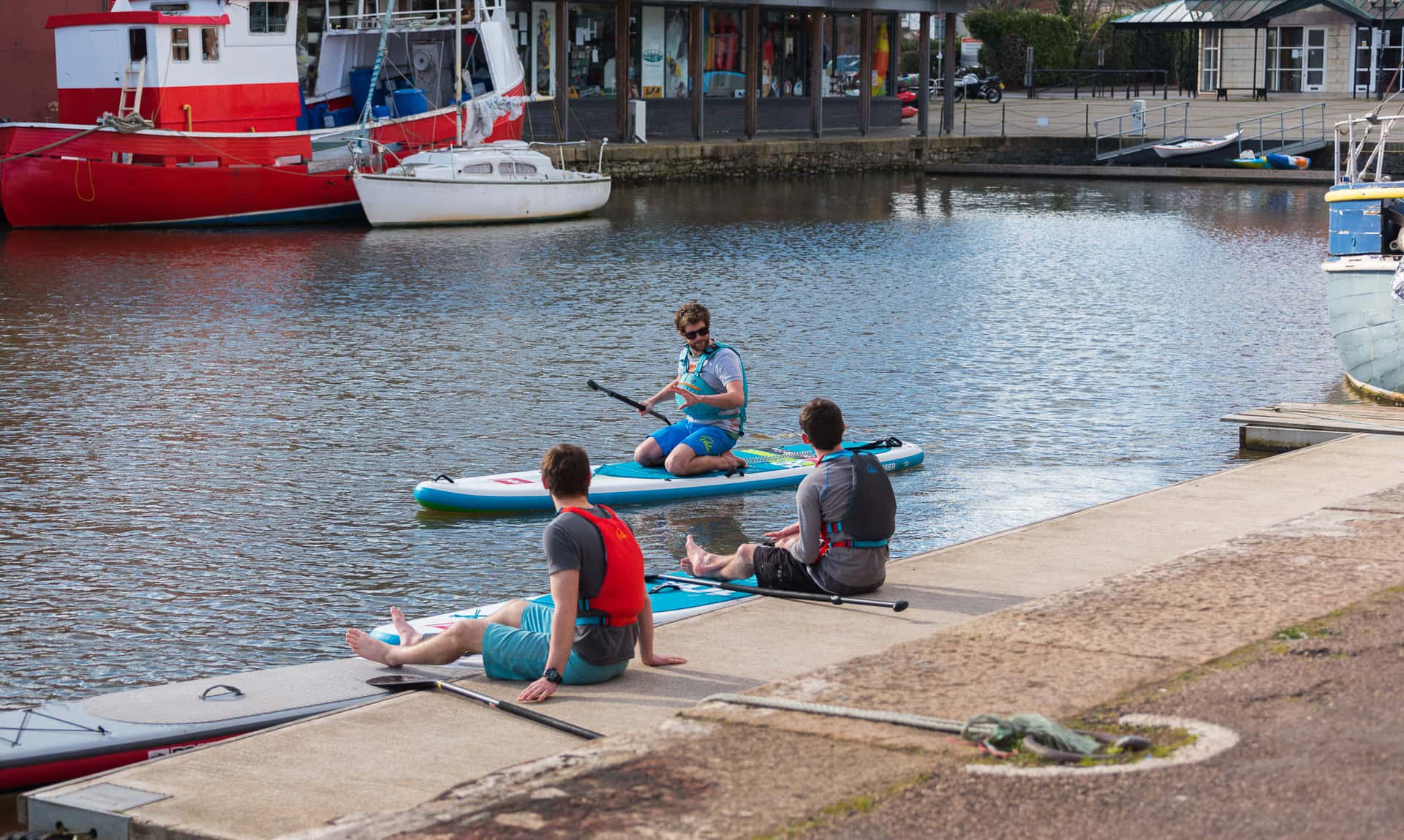 Exeter Waterfront Paddleboarding Voorbereiding Achtergrond