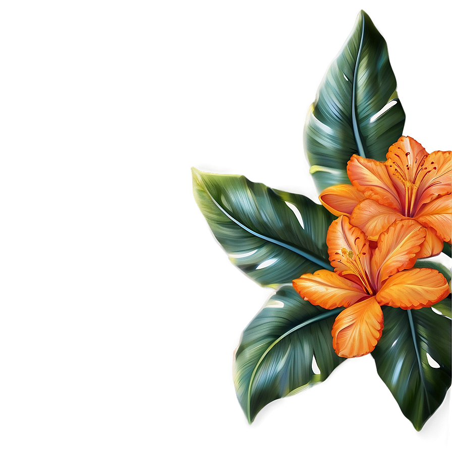 Exotic Orange Floral Png Qpw54 PNG