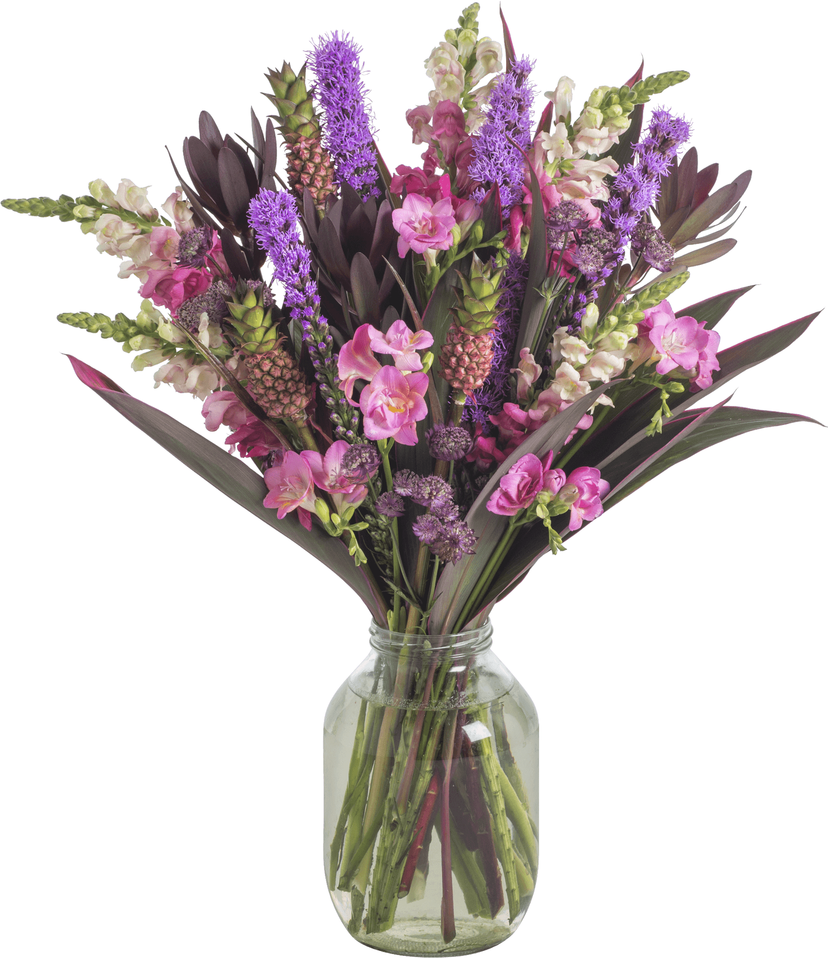 Exotic Purple Floral Arrangement PNG