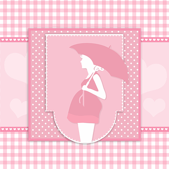 Expectant Mother Silhouette Pink Background PNG