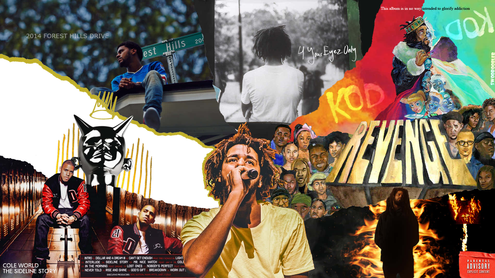 Explicit Collage Of J Cole Covers Wallpaper