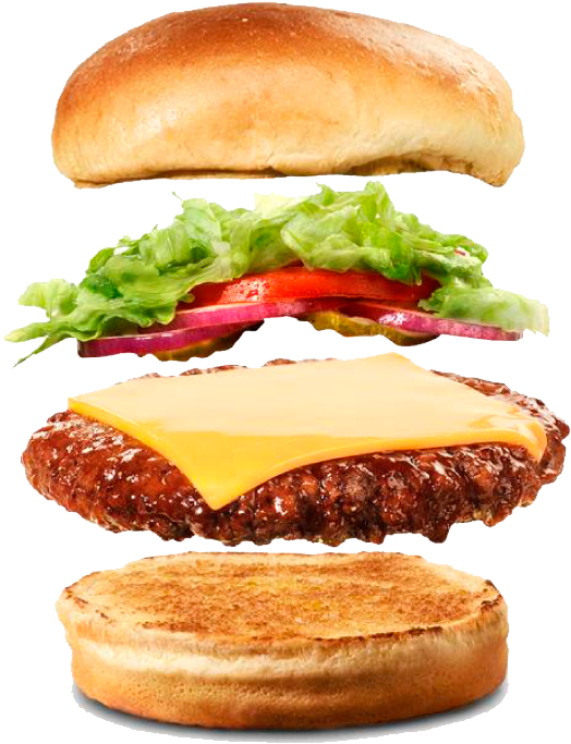 Exploded View Cheeseburger Components PNG
