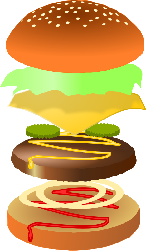 Exploded View Cheeseburger Illustration PNG