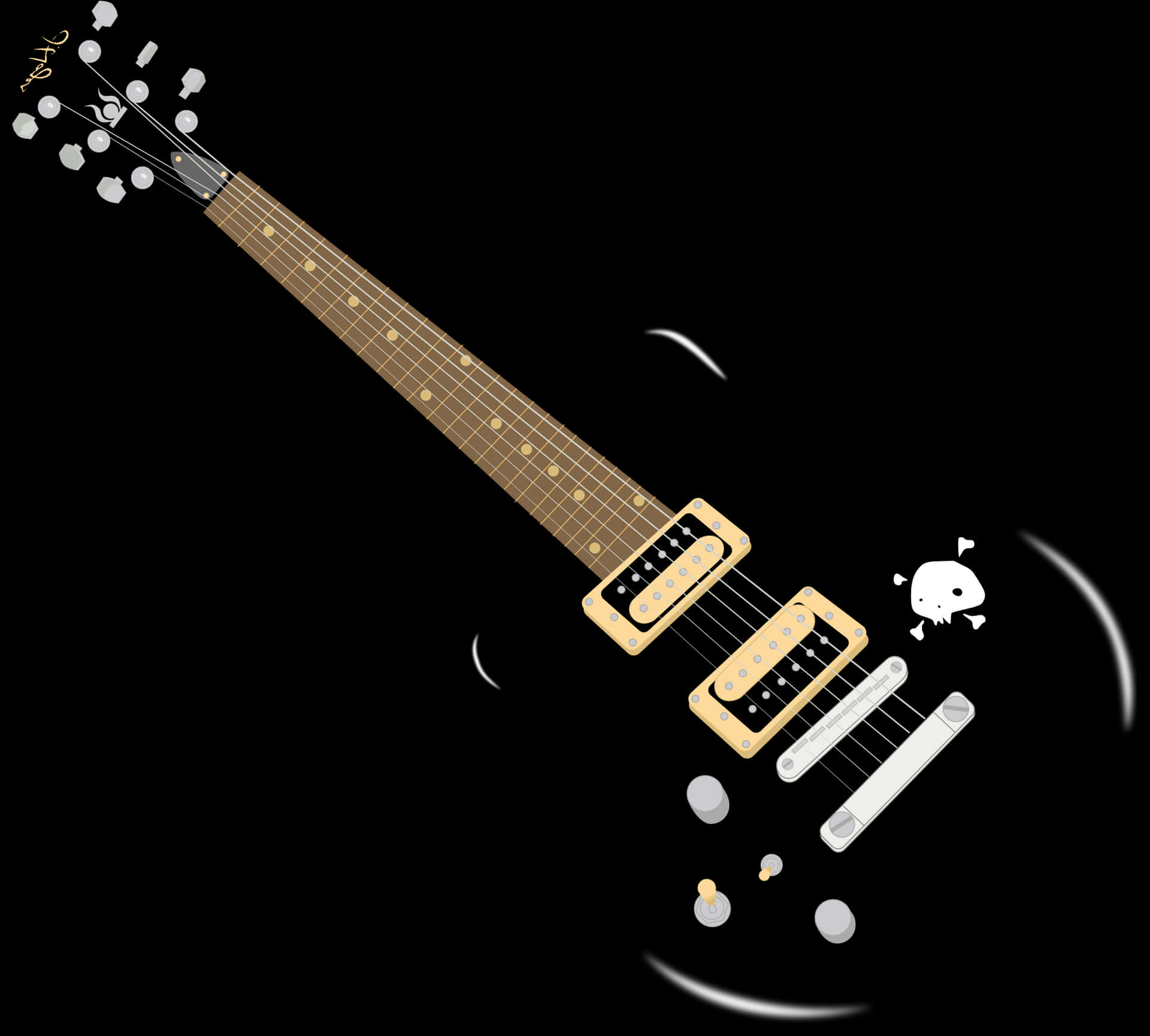 Exploded View Electric Guitar PNG