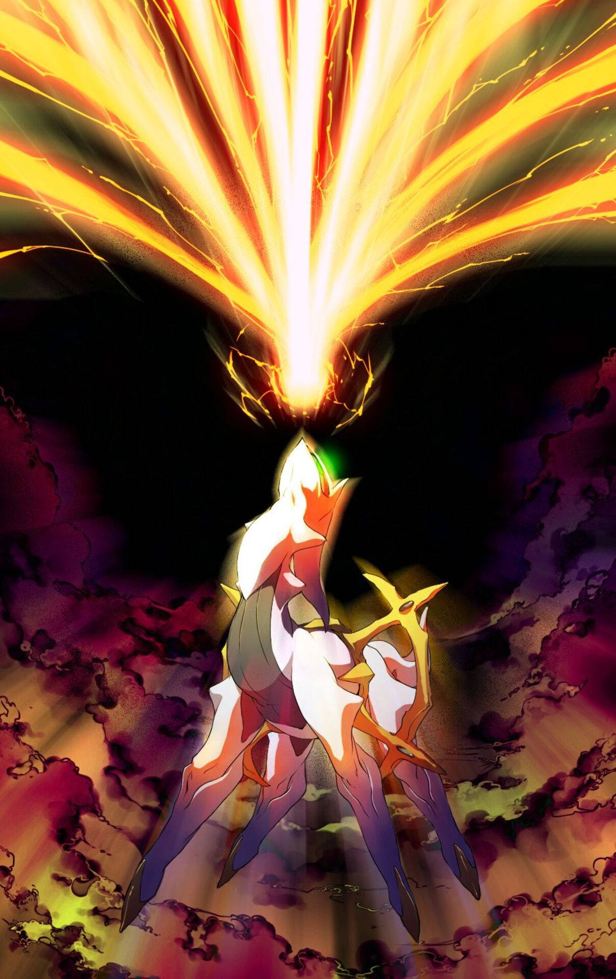 Unleash the power of Arceus and its Fire-Type Explosion Wallpaper