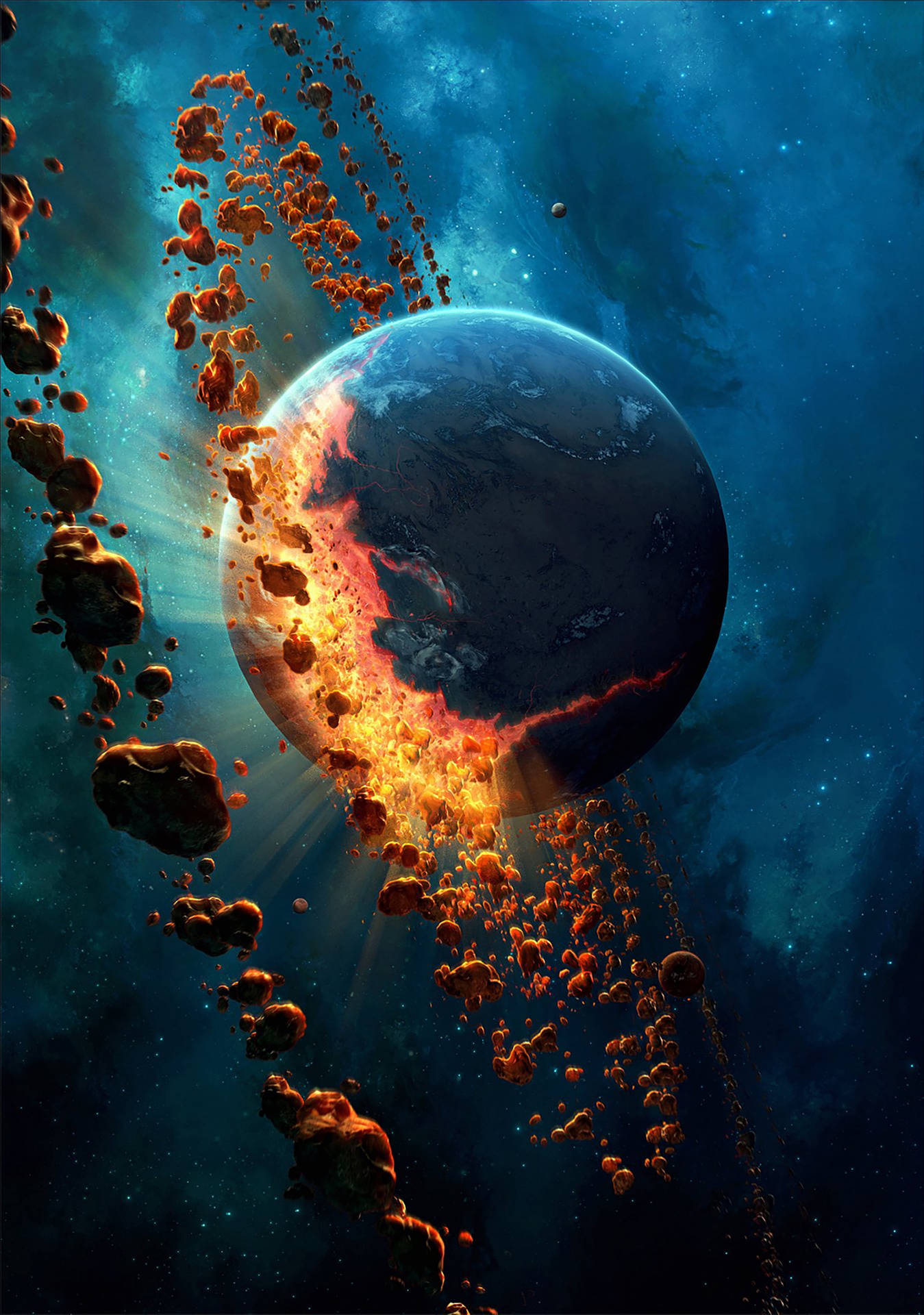 Explodierenderplanet Im Weltraum 4k Handy Wallpaper