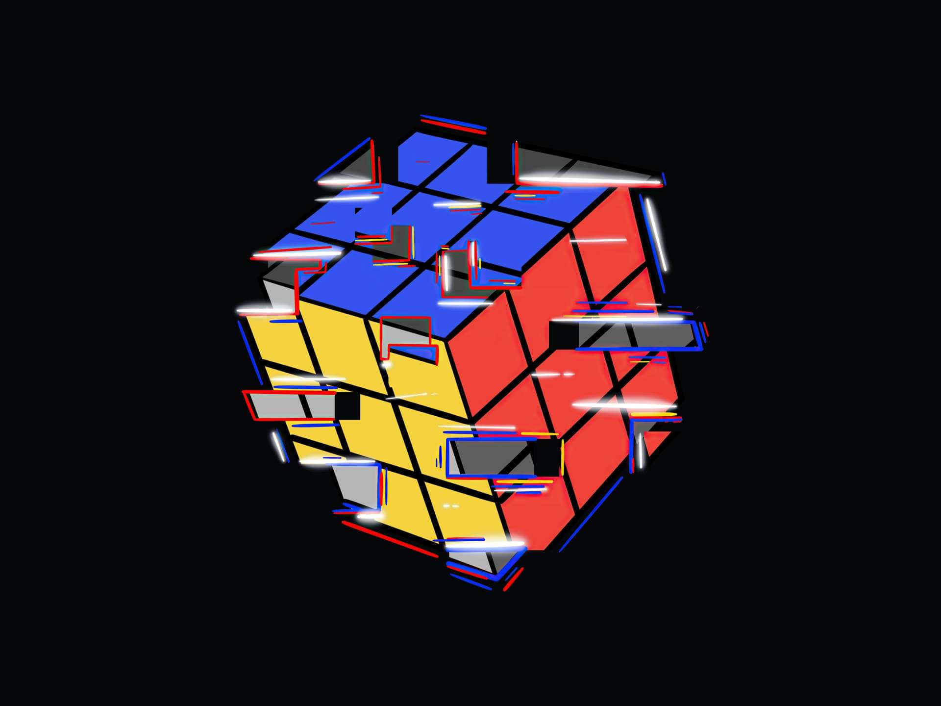 Exploding Rubiks Cube Artwork Wallpaper