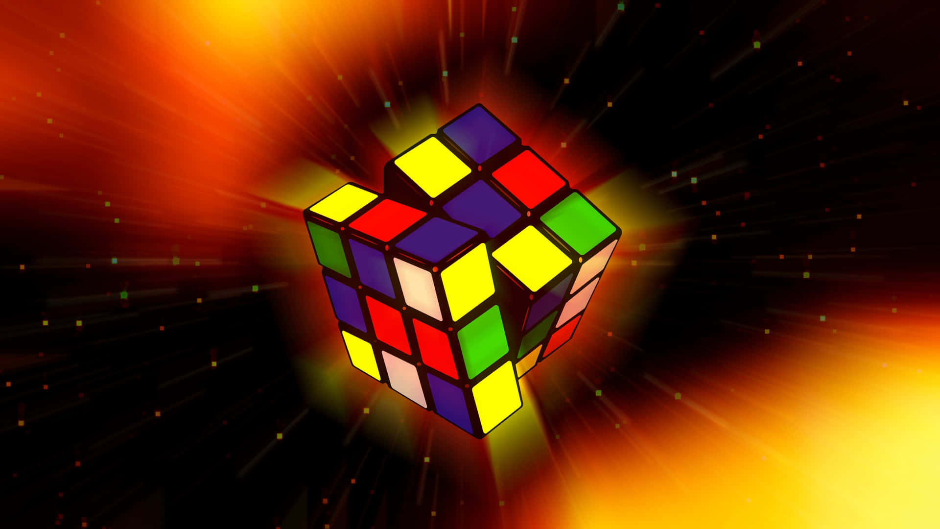 Exploding Rubiks Cube Energy Burst Wallpaper