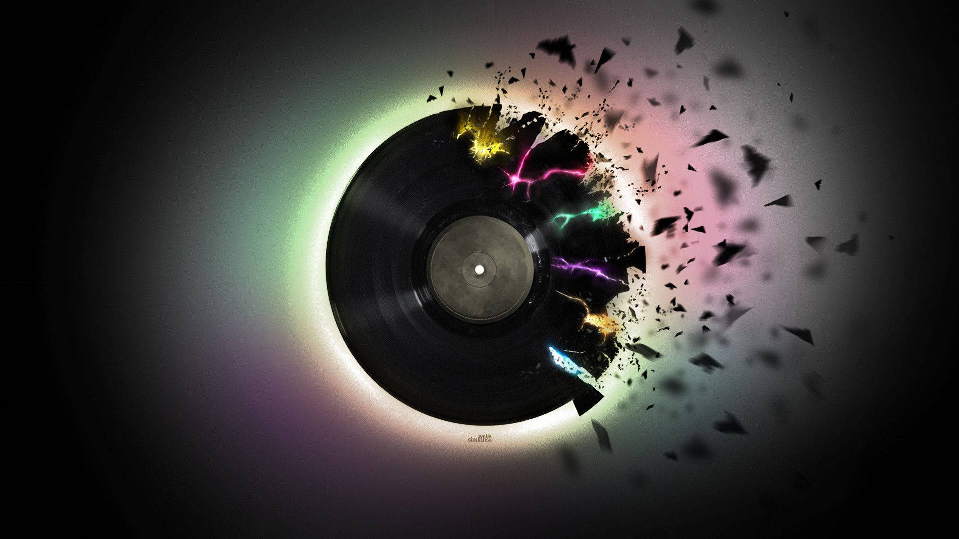 Exploding Vinyl Record Wallpaper