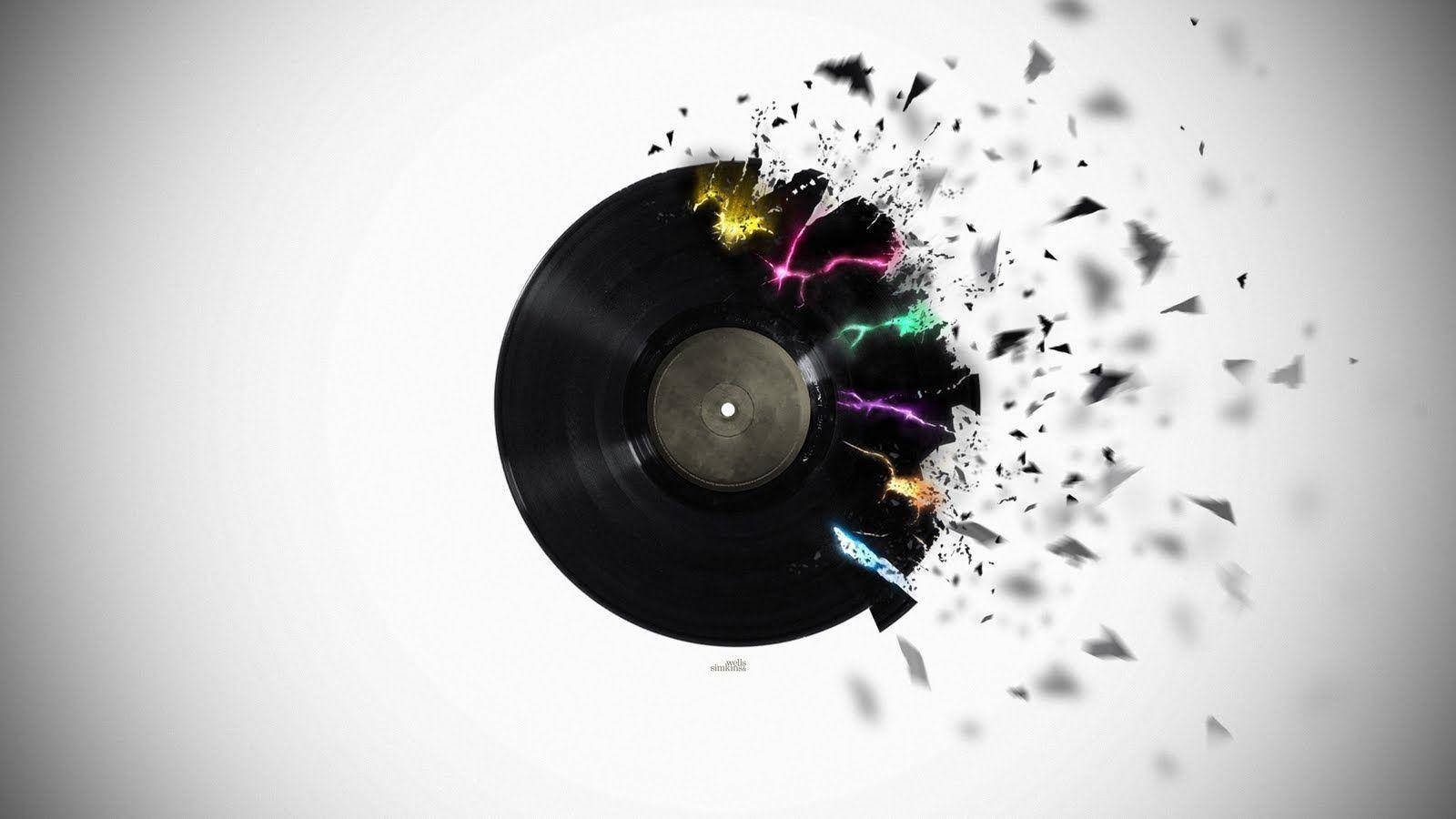 Exploding Vinyl Record Art Wallpaper