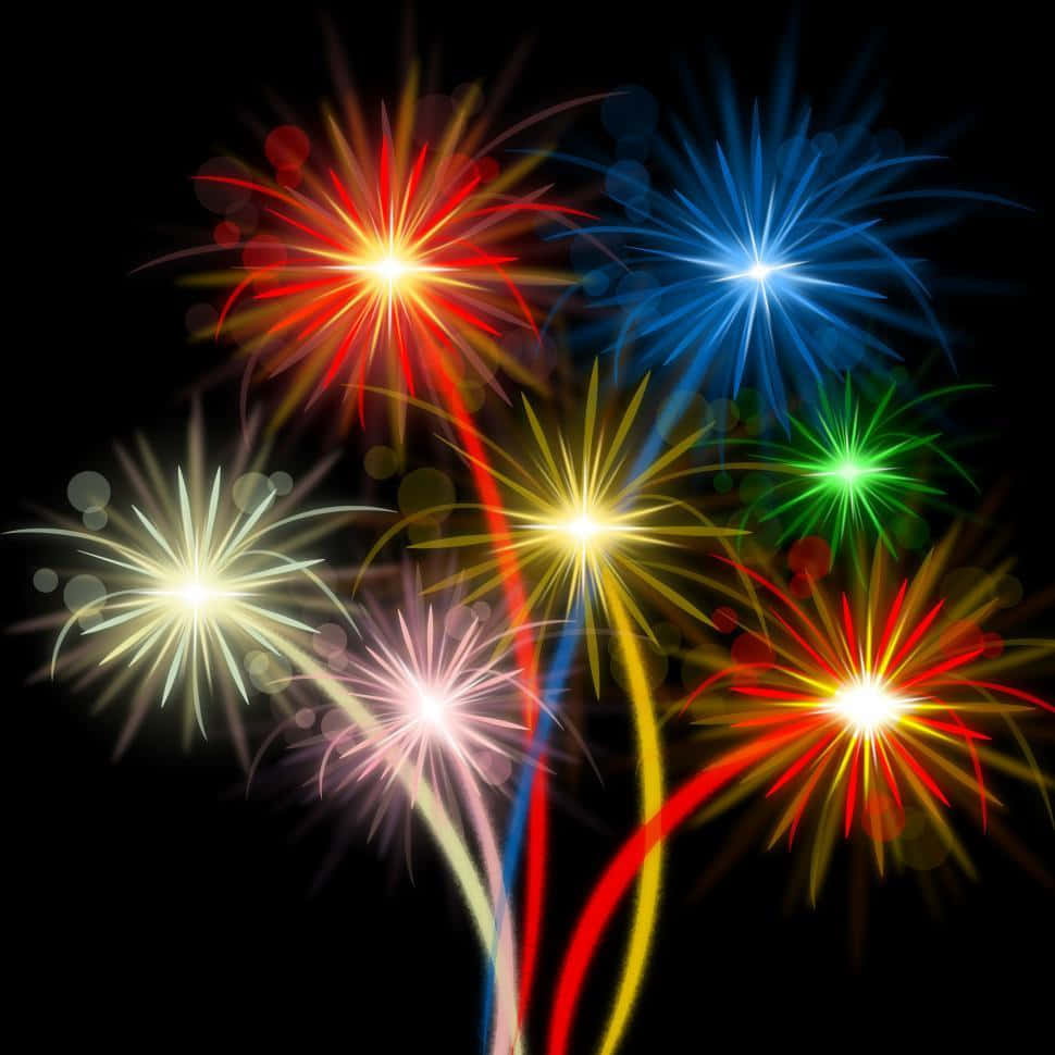 Beautiful And Colorful Fireworks Explosion Background