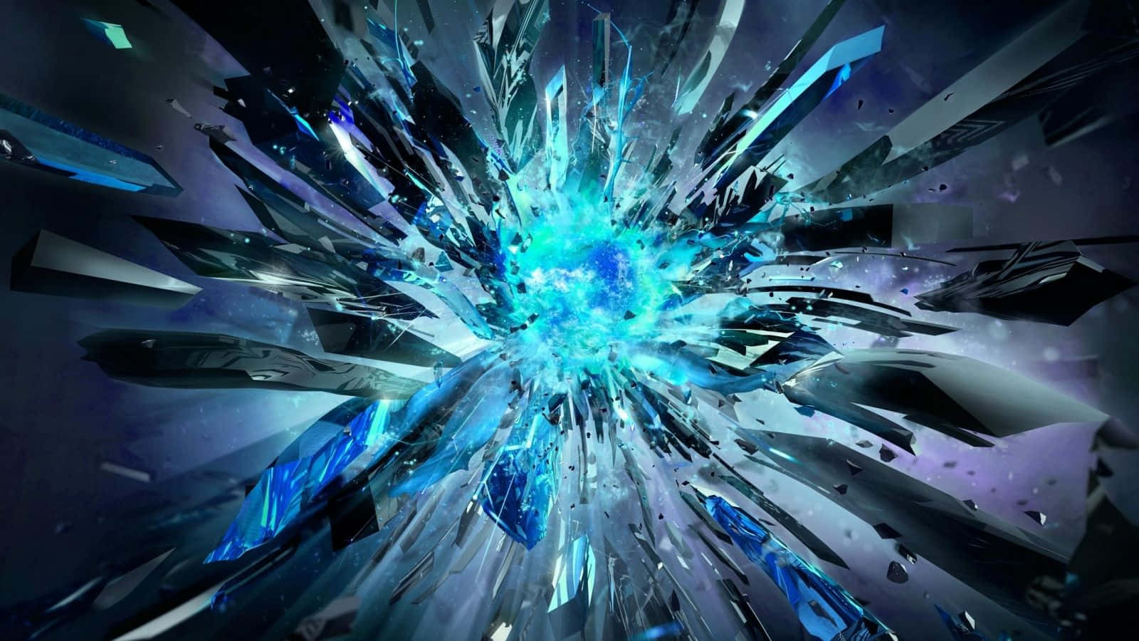 Blue Crystal Shards Explosion Background