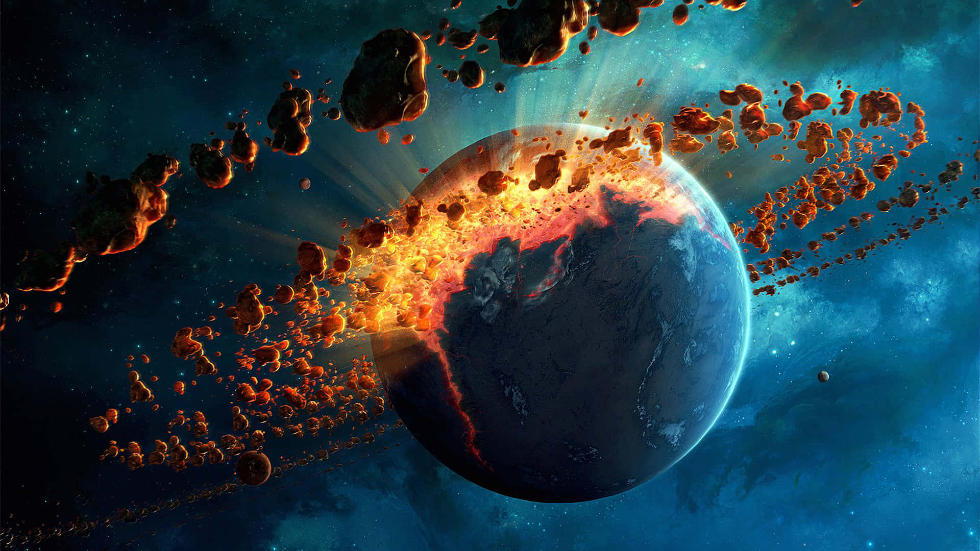Blue Planet Graphic Explosion Background