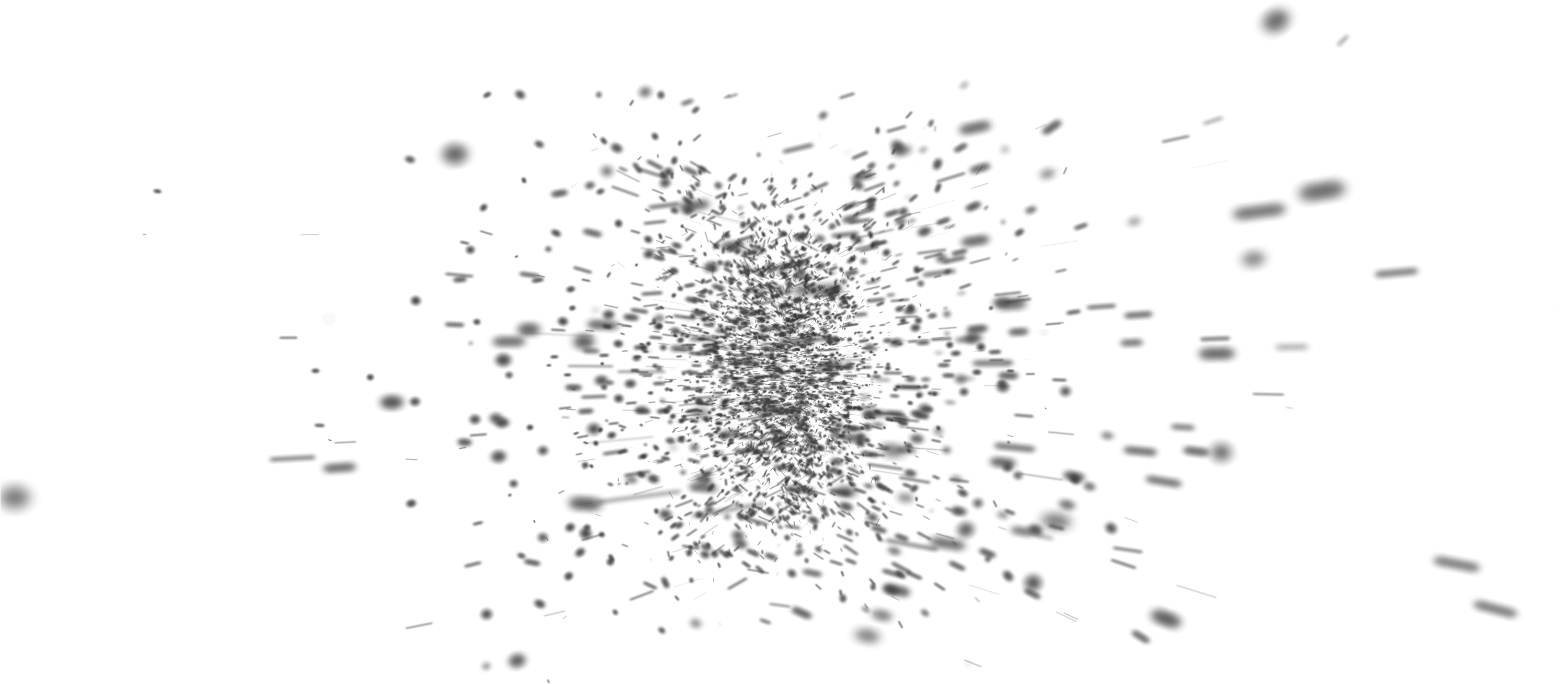 Explosion Particle Effect PNG — A dark void filled with scattered glowing particles radiating outward from a central point.