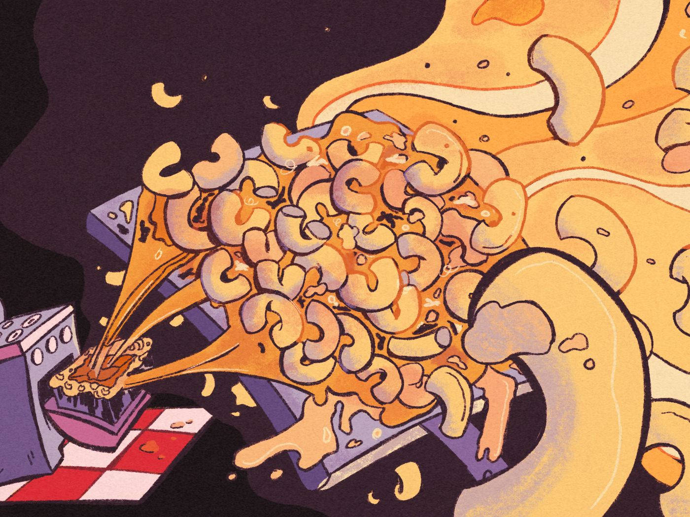 Explosive Baked Mac And Cheese Artwork Wallpaper