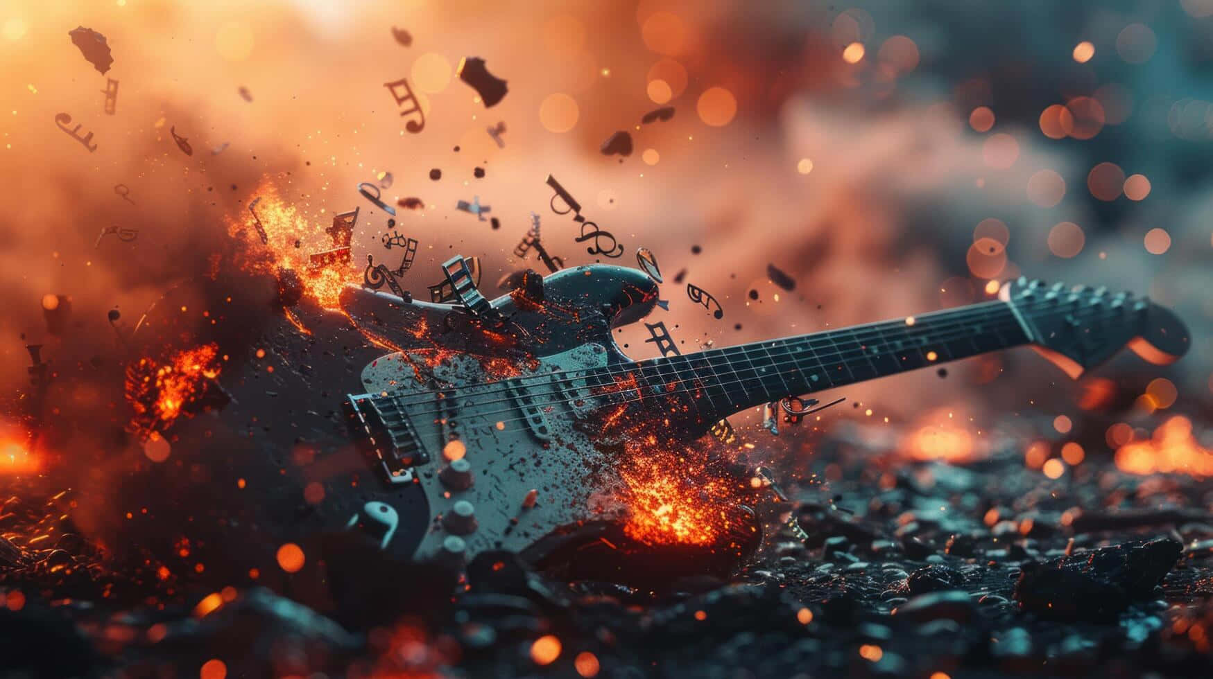 Explosive Bass Guitar Eruption Wallpaper