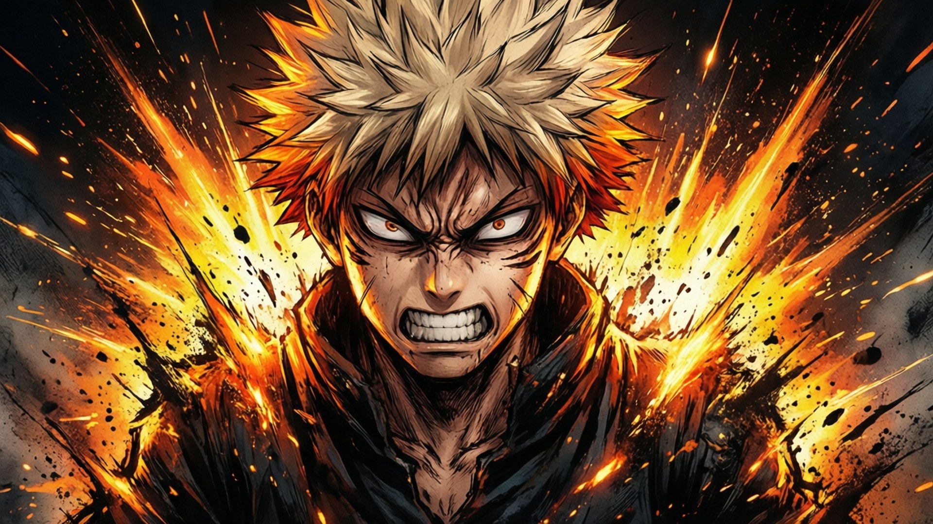 Bakugo utlöser en explosion med intens ilska.