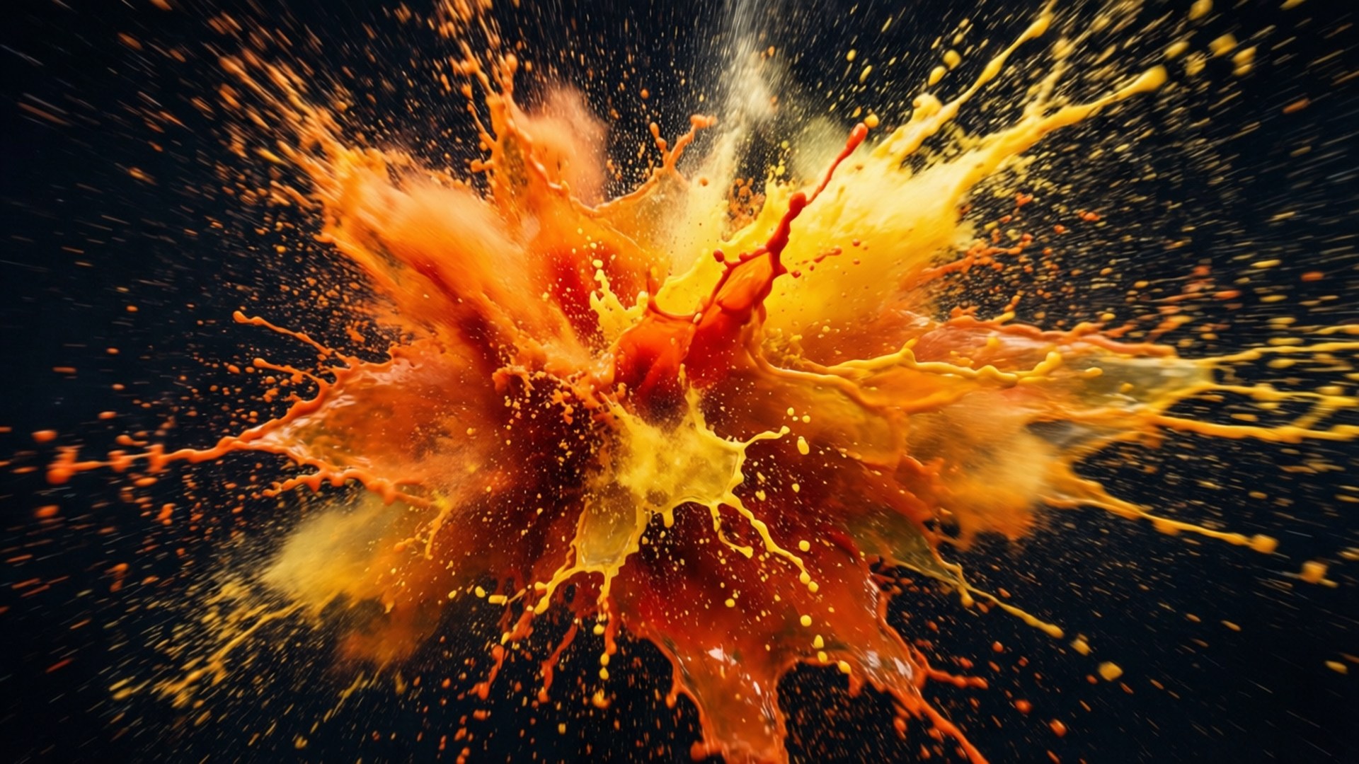 Splat meledak dinamis dengan motion blur untuk wallpaper energik