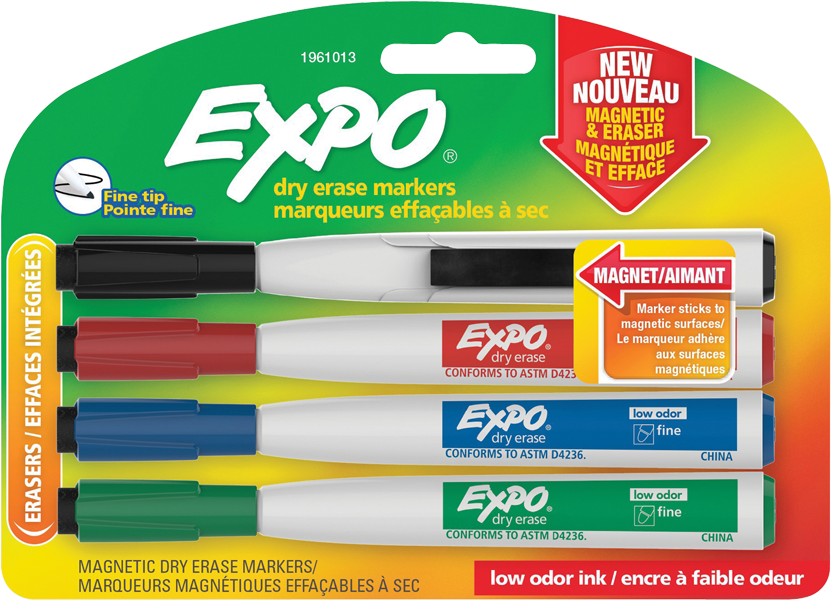 Expo Magnetic Dry Erase Markerswith Erasers PNG