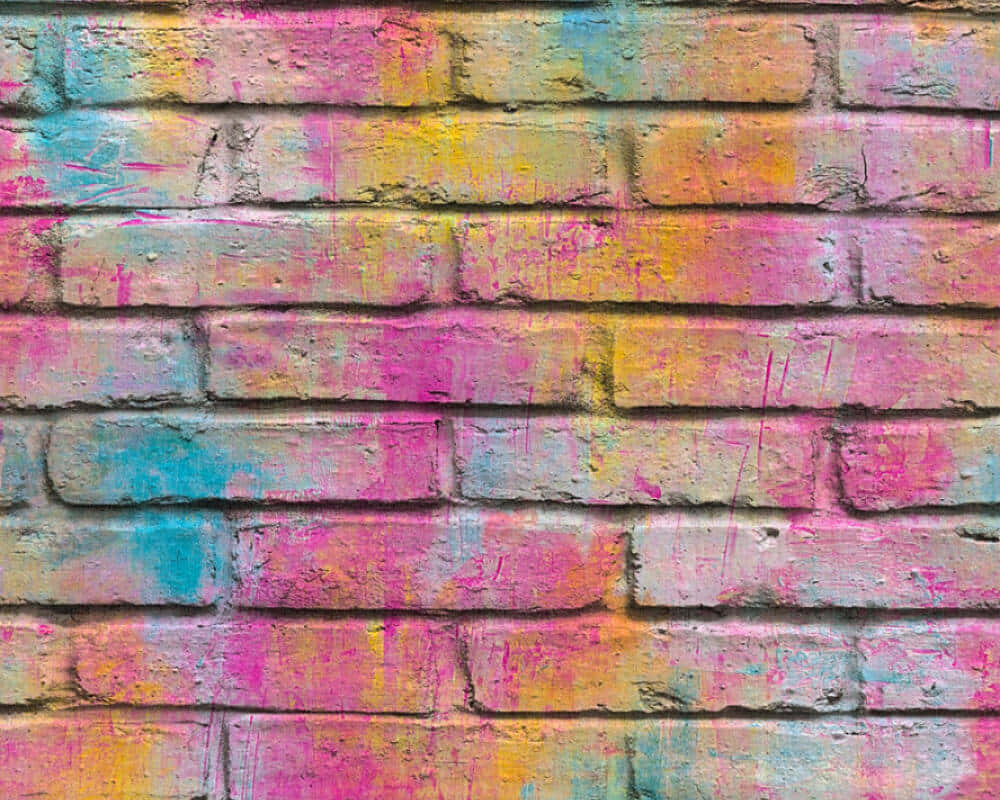 Exposed Rainbow Bricks Wallpaper