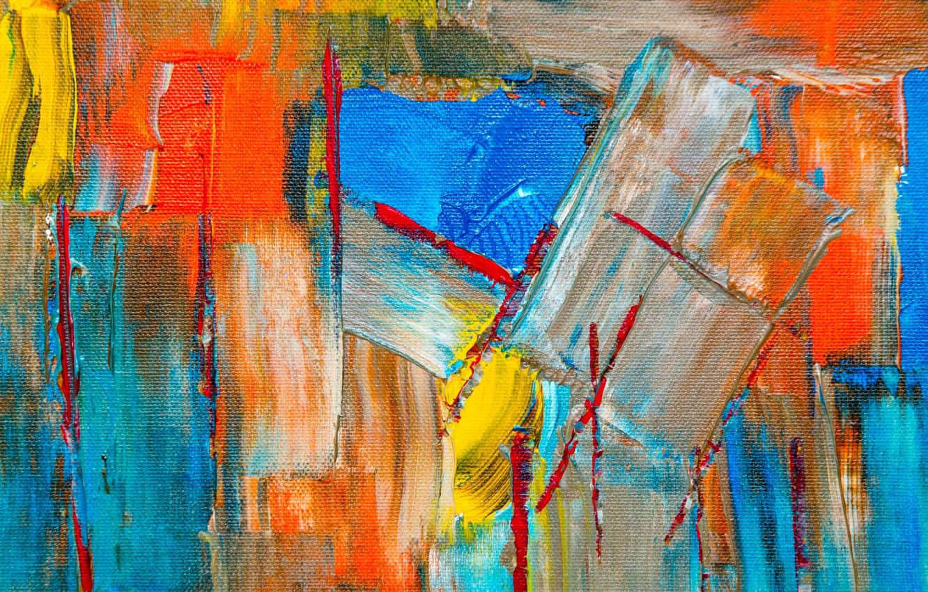 Unapintura Al Óleo Expresionista De Formas Abstractas Y Colores Vibrantes. Fondo de pantalla