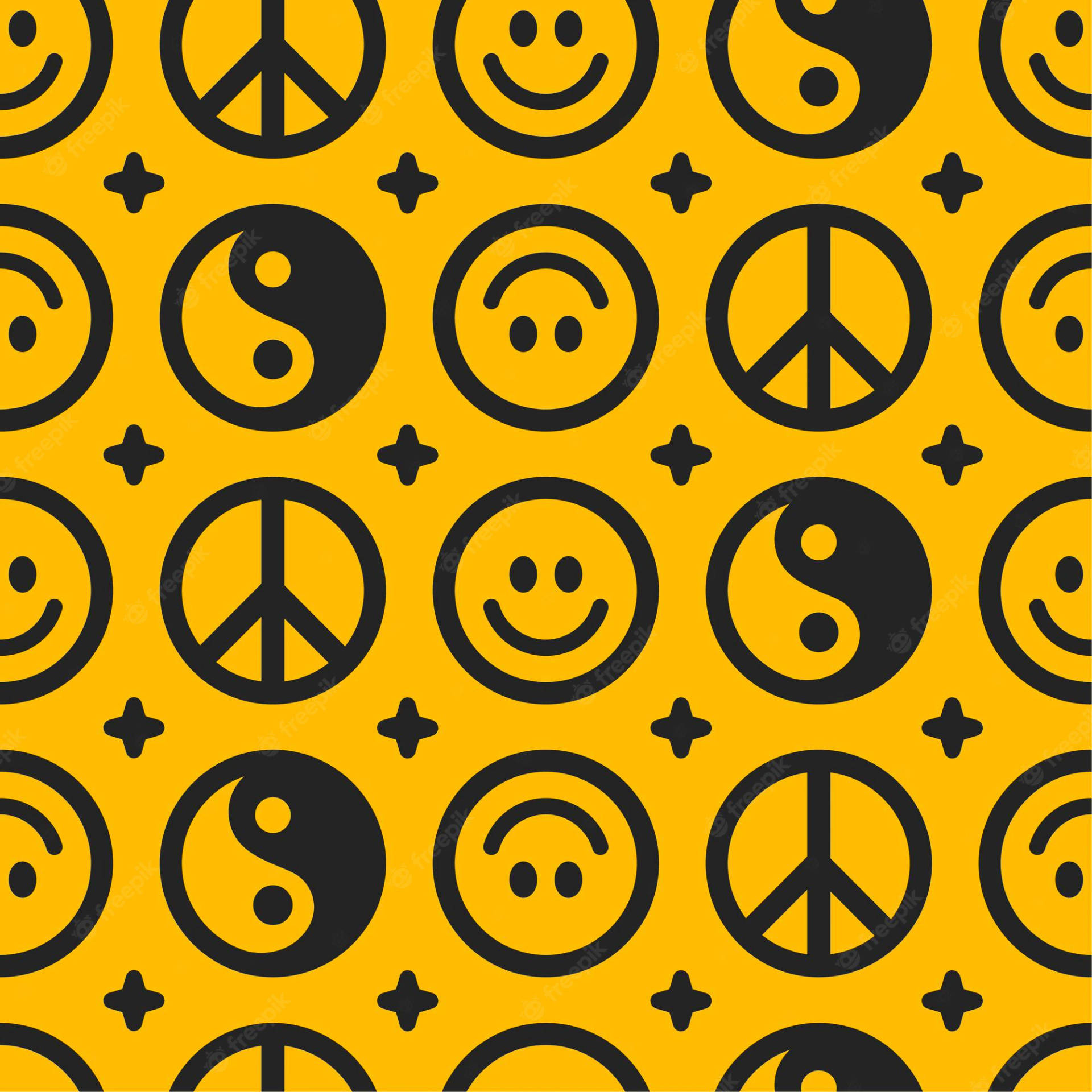 peace signs and smiley faces wallpaper