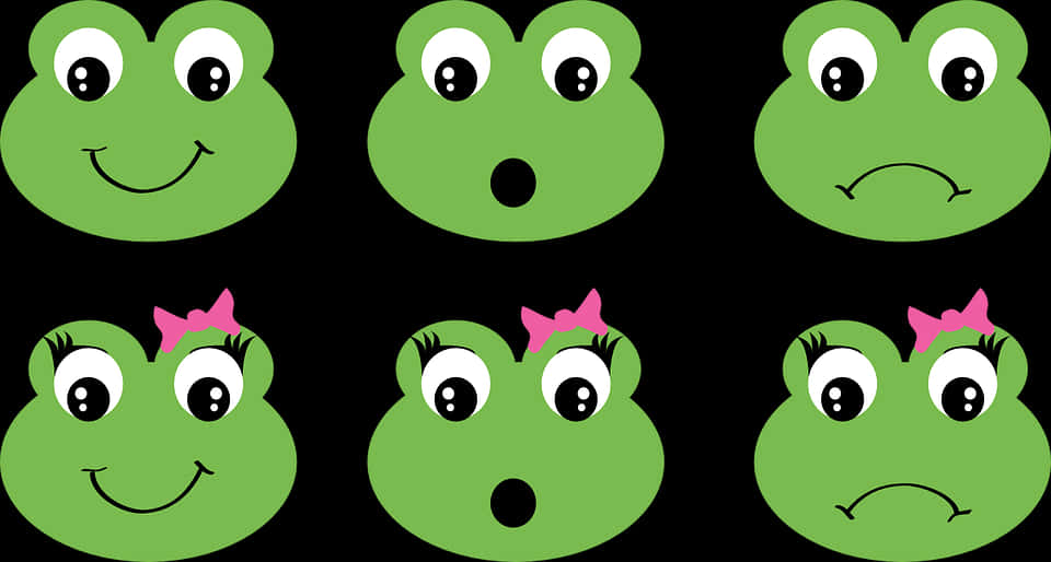 Expressive Cartoon Frog Faces PNG