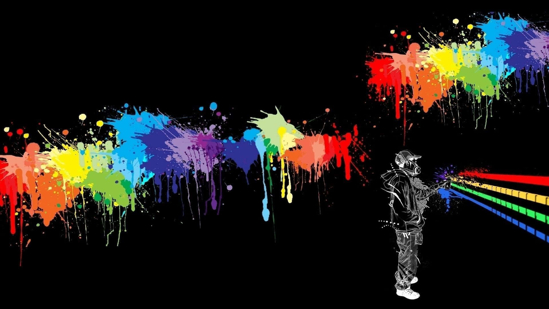Expressive Rainbow-colored Graffiti Art Wallpaper