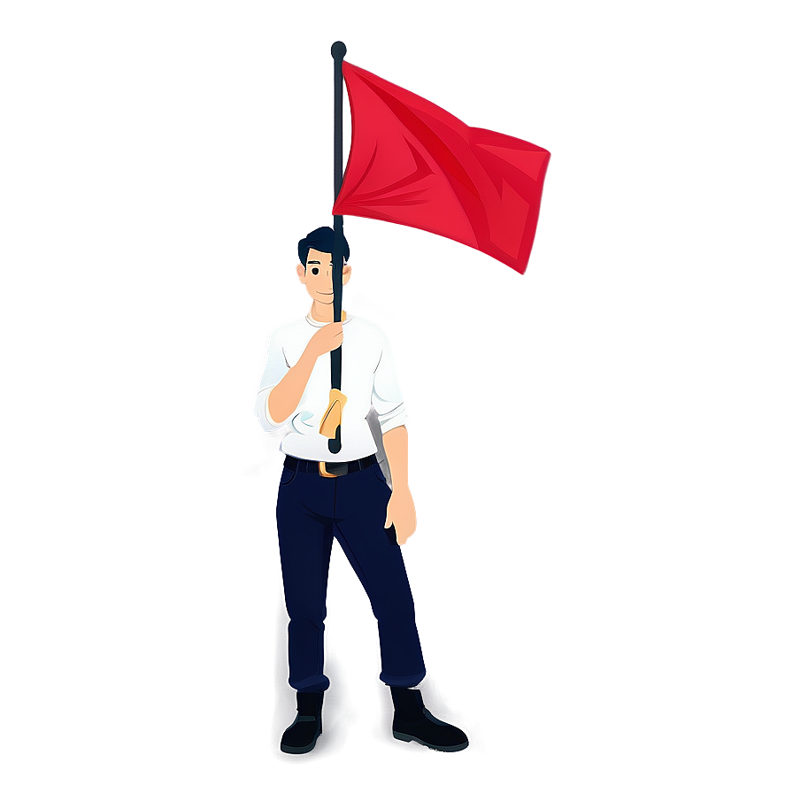 Expressive Red Flag Character Png Sxh PNG