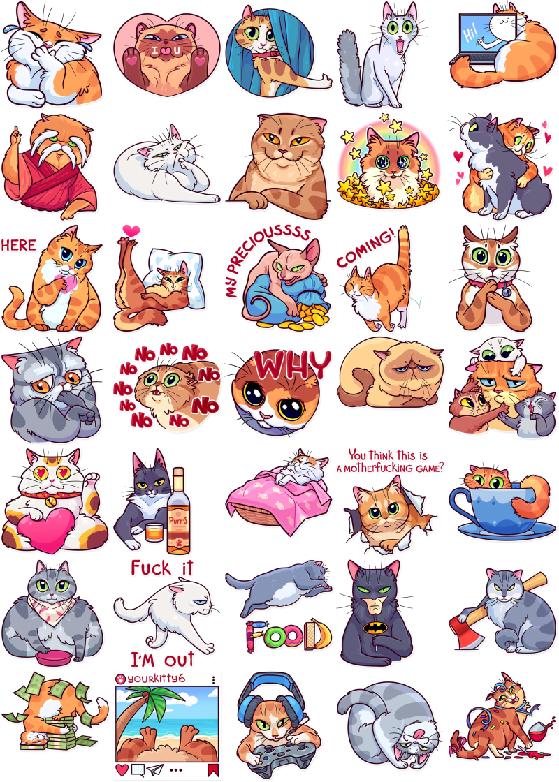 Expressive_ Cat_ Meme_ Collection PNG
