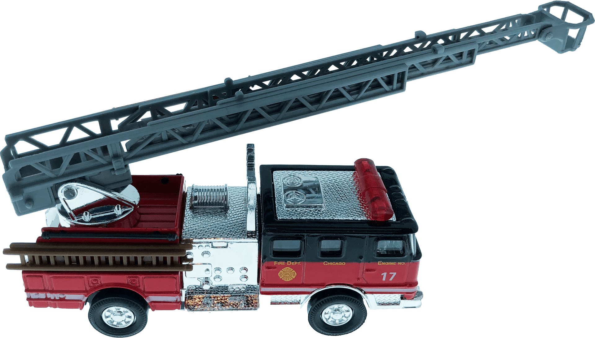 Extended Ladder Fire Truck Model PNG