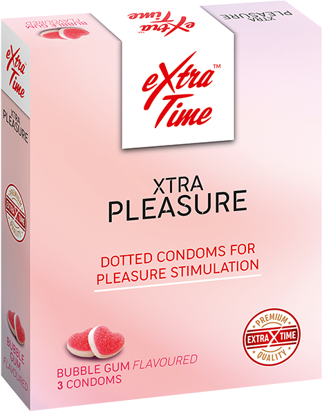 Extra Time Dotted Condoms Bubble Gum Flavoured Packaging PNG