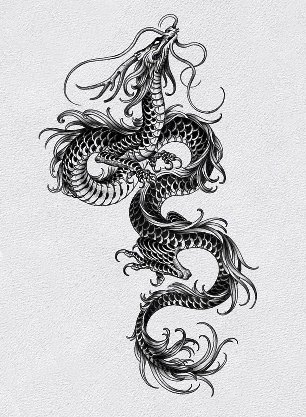 Utomordentligtjapansk Drak-tatuering. Wallpaper