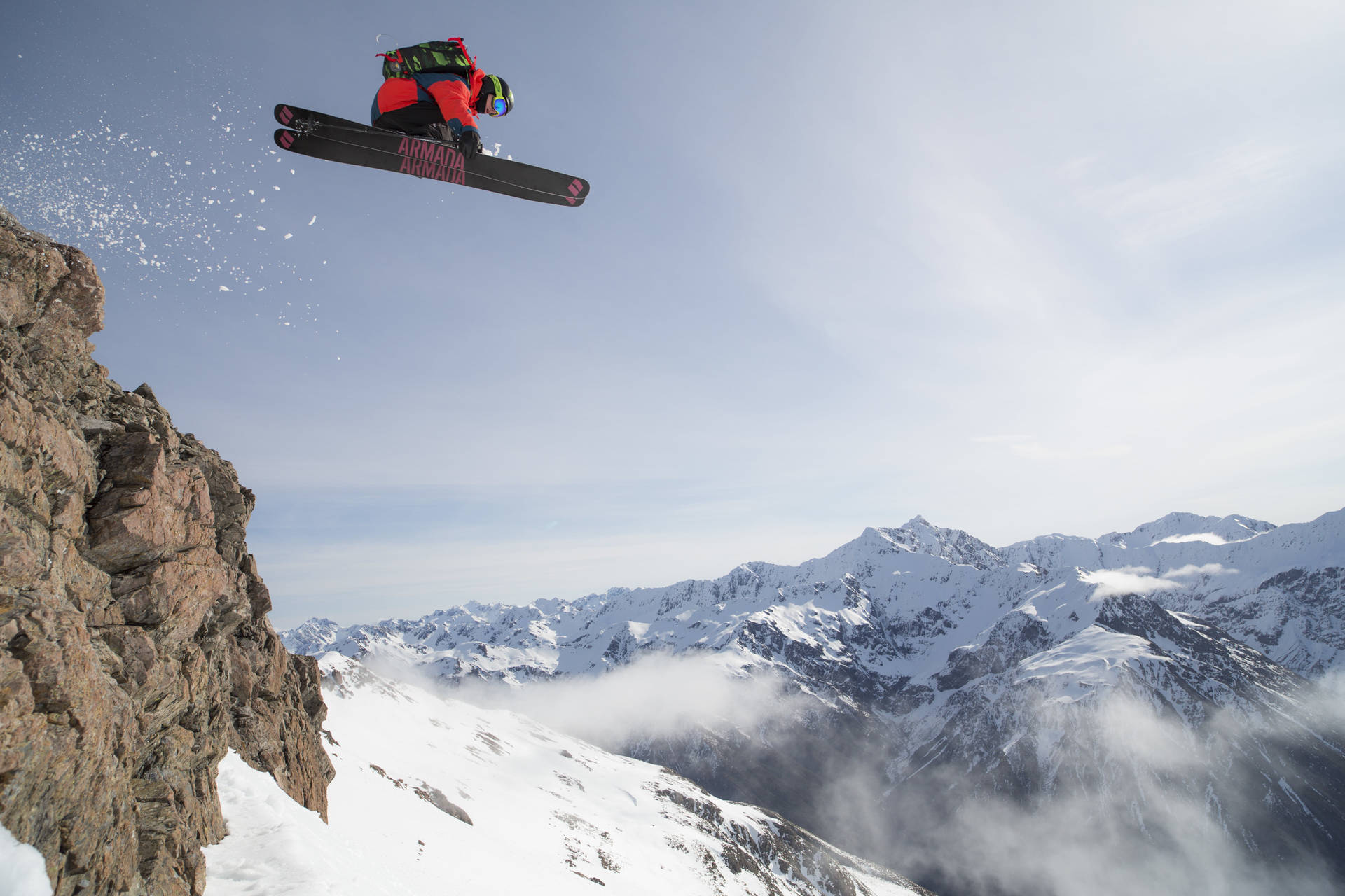 Extreme Sports Mountains Freeride Ski Background