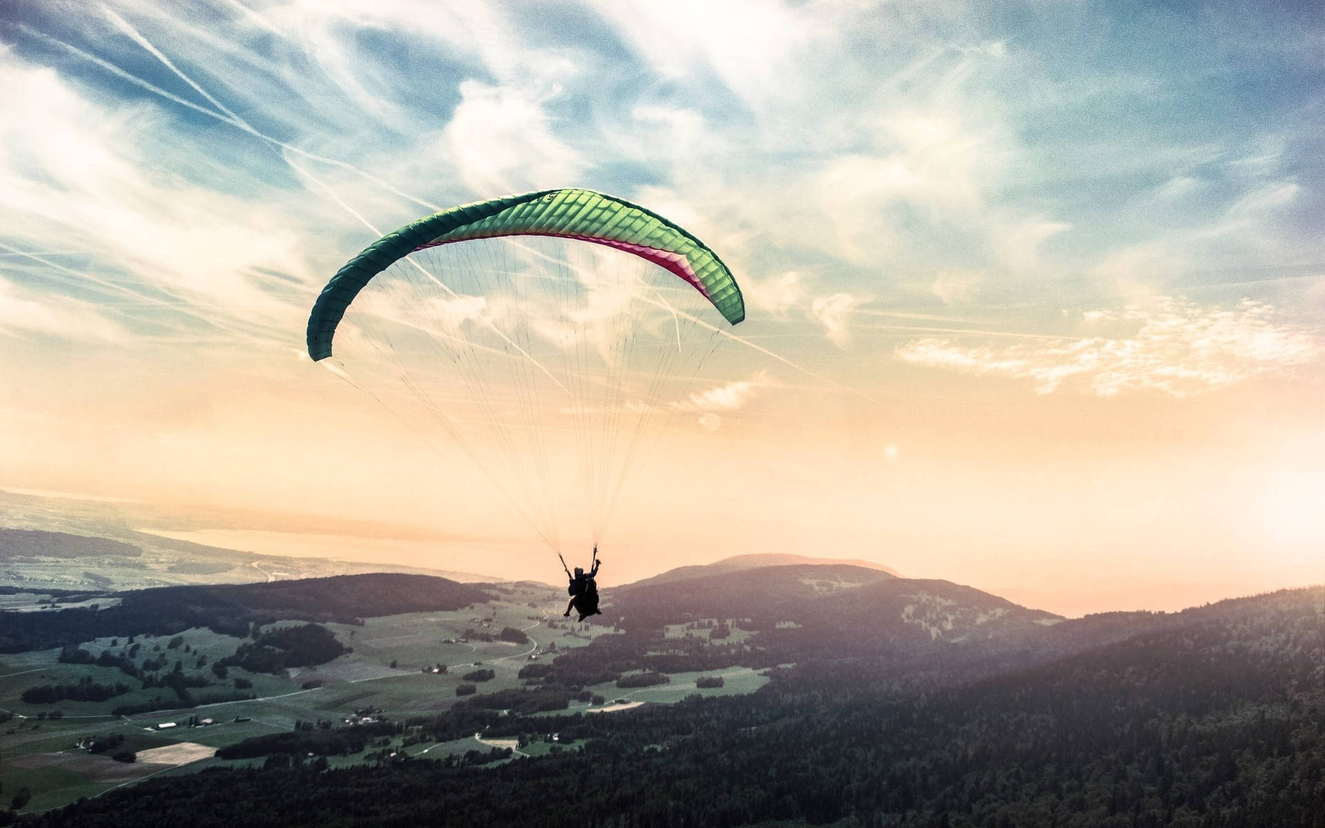 Extreme Sports Paragliding Mountains Background