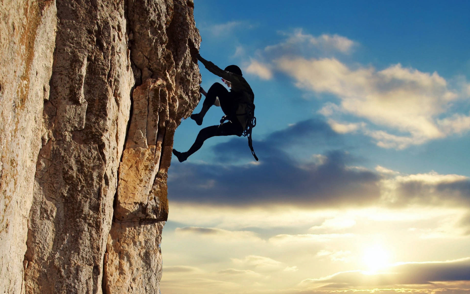 Extreme Sports Rock-climbing Sunset Wallpaper