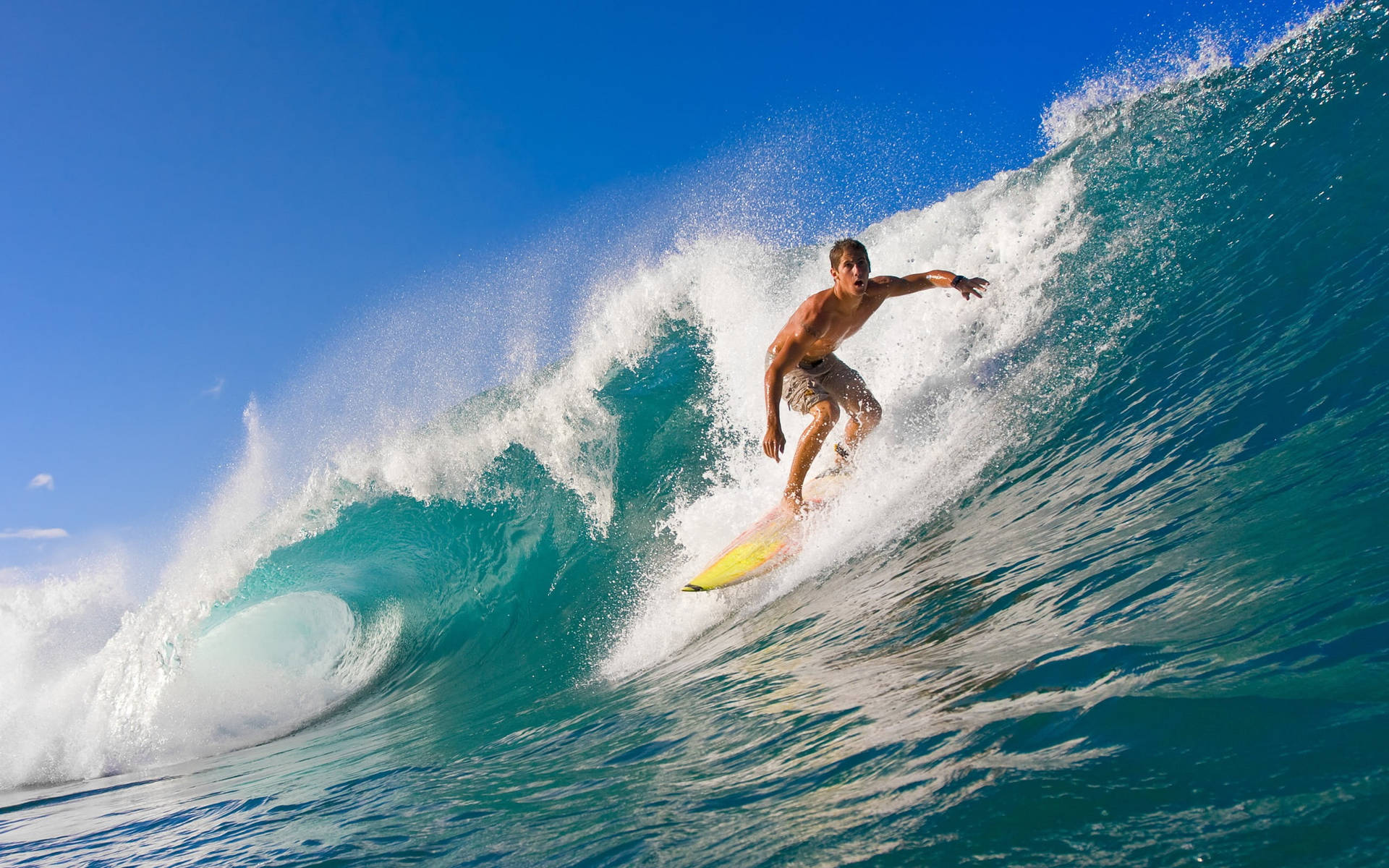 Extreme Sports Surfing Above Waves Background