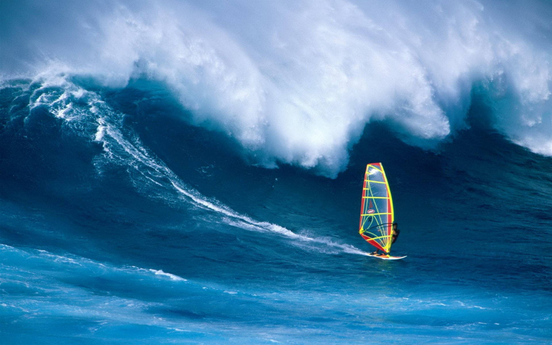 Extreme Sports Windsurfing Giant Waves Background