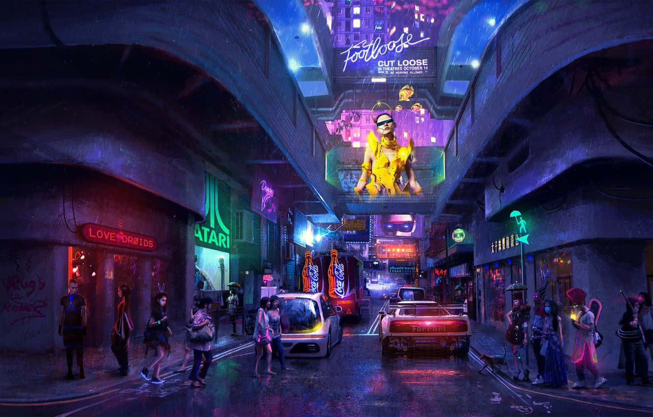 Exuberant Neon Future Cityscape Wallpaper