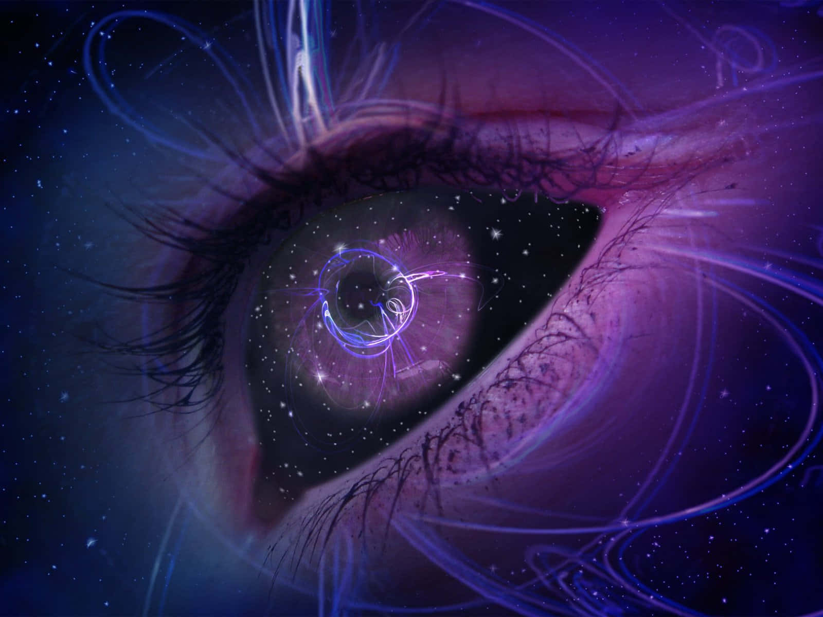 An Eye With Purple And Blue Colors