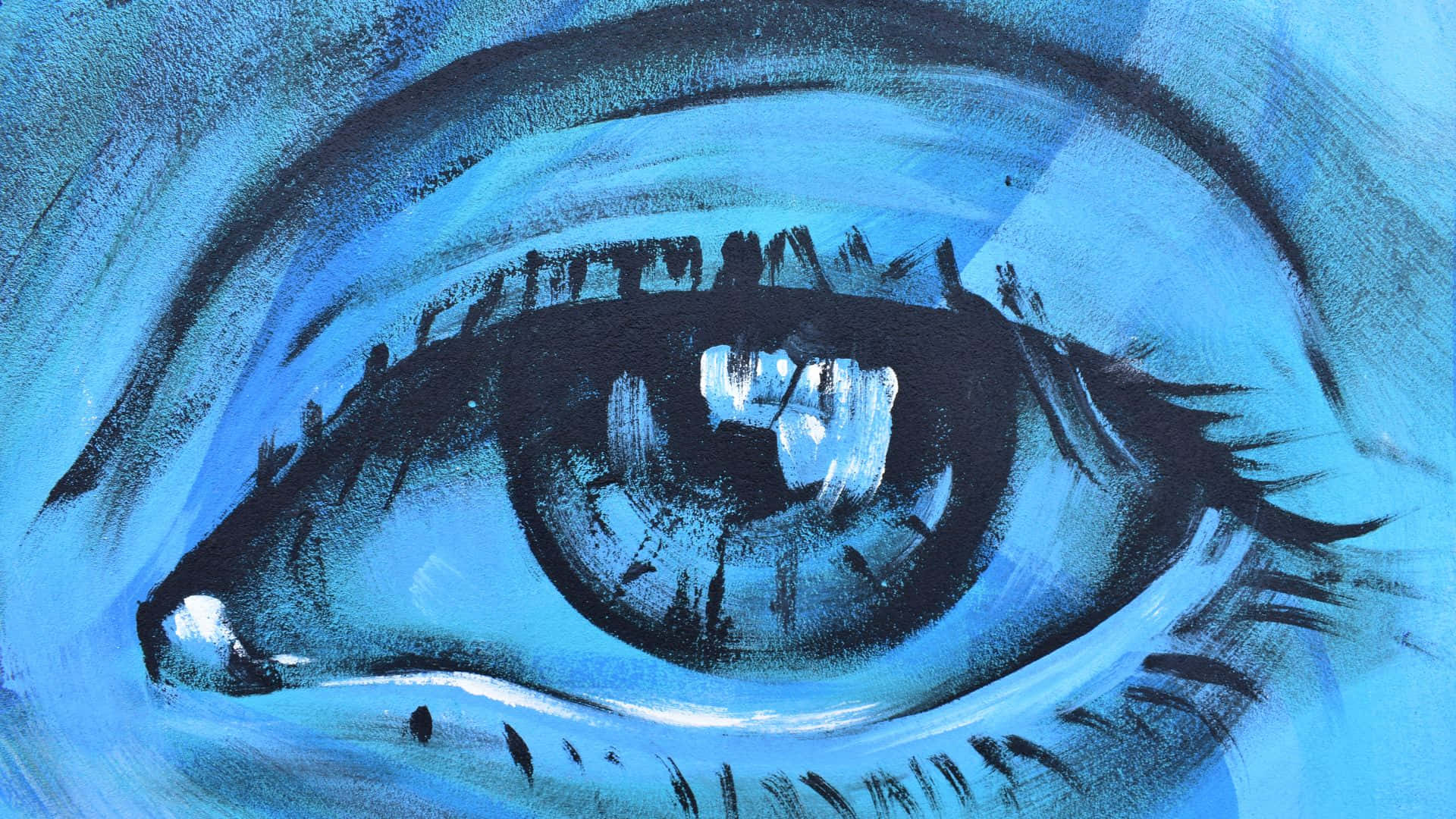 A Painting Of An Eye In Blue