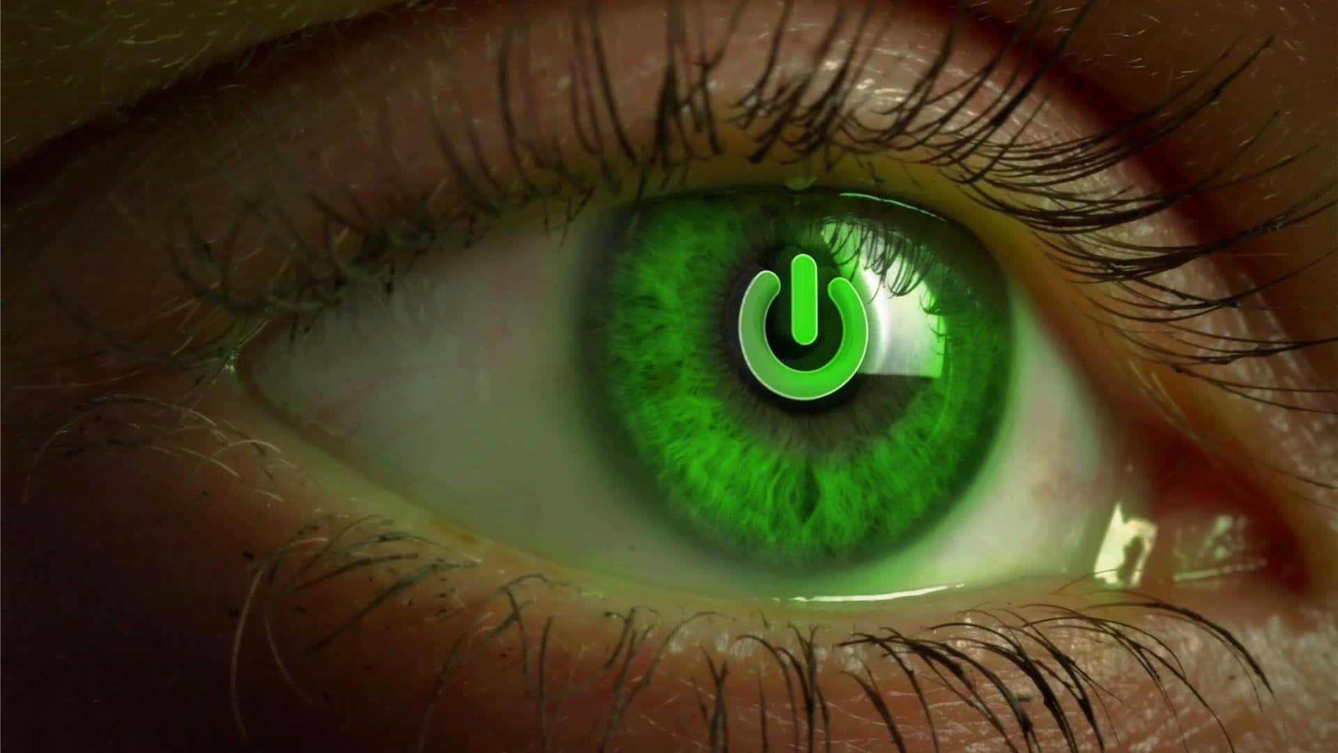 Closeup Do Olho Símbolo Verde De Energia. Papel de Parede