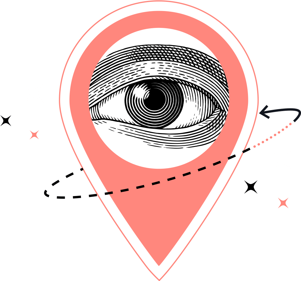 Eye In Location Pin Graphic PNG