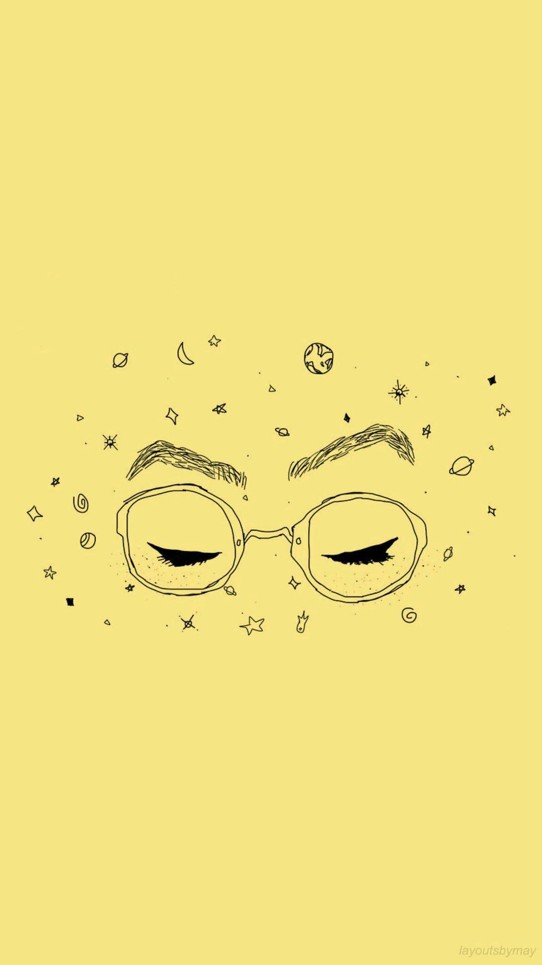 Eyeglasses With Stars Aesthetic Sketches Wallpaper