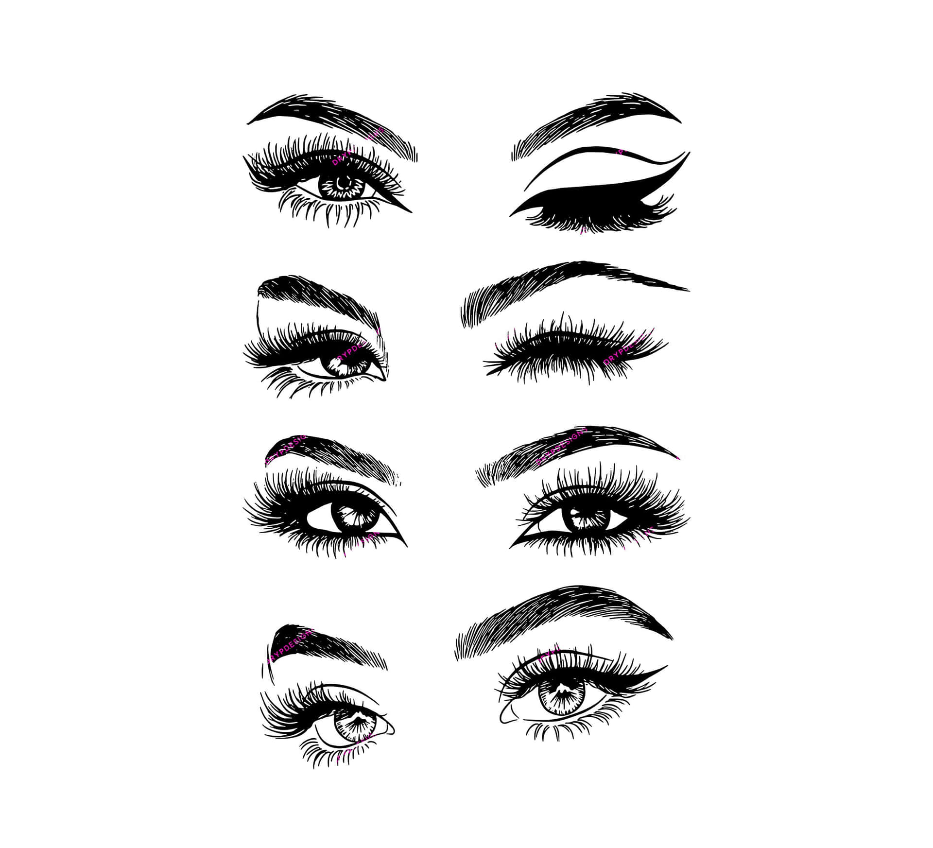 A Set Of Different Eyelashes With Different Styles
