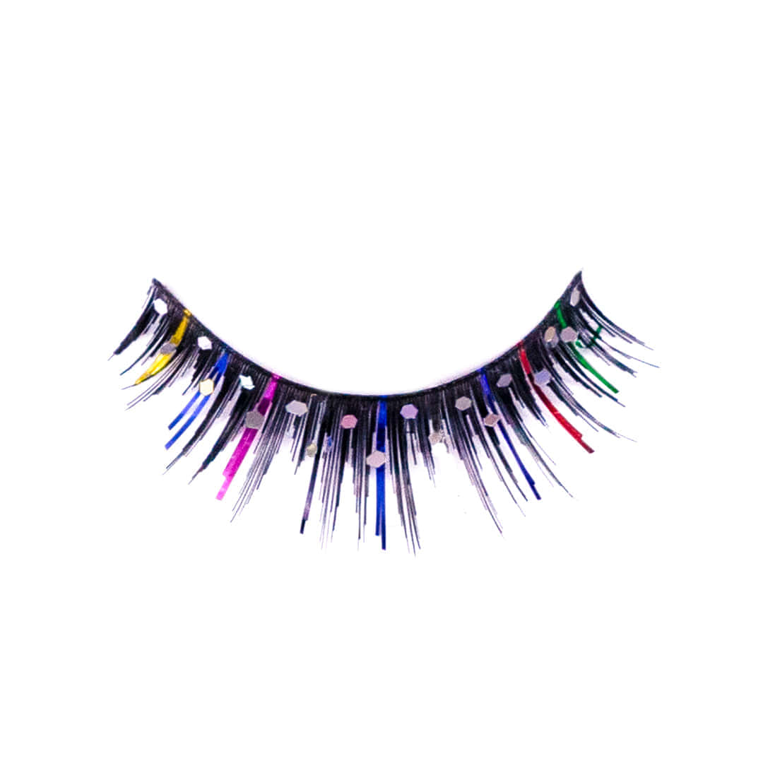 A Pair Of False Eyelashes With Colorful Fringes