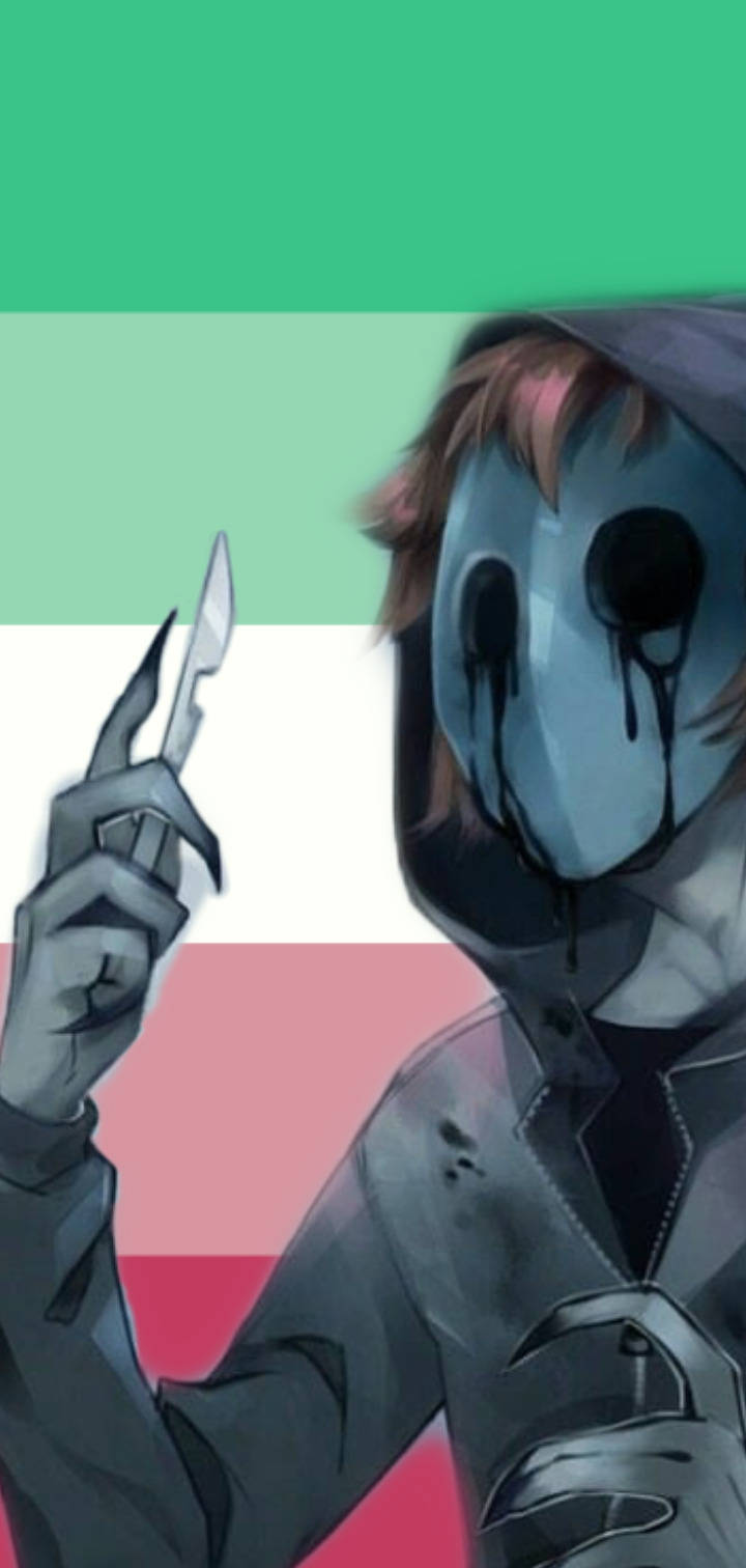 Eyeless Jack Posed With Abrosexual Pride Flag Wallpaper