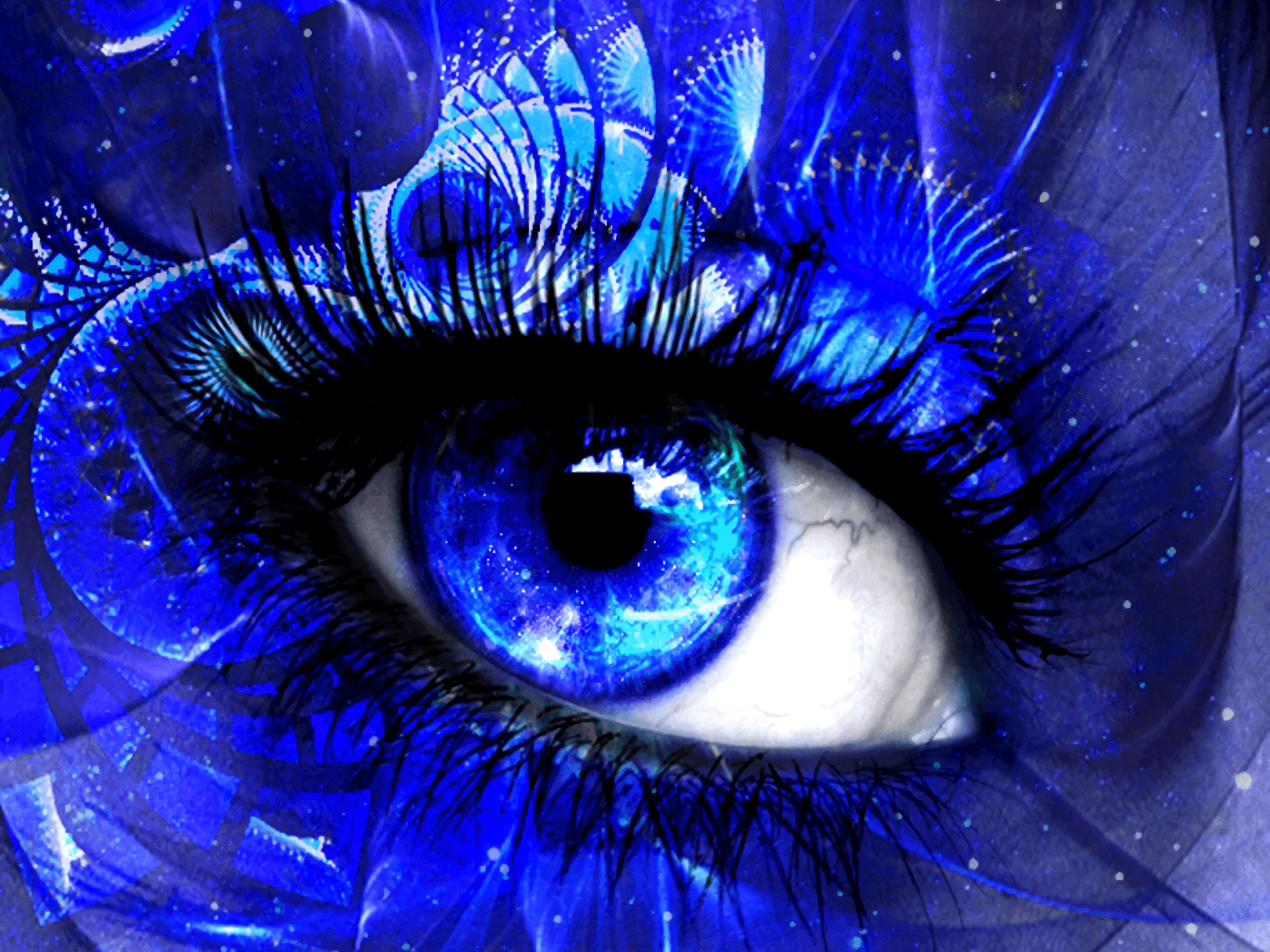An Eye With Blue And White Swirls